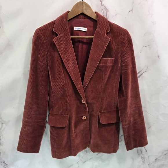 Levis Blazer Womens Small Vintage 60s 70s Terracotta Corduroy Jacket 2 Button